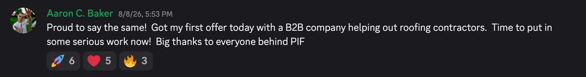 Discord #wins post from Aaron C. Baker