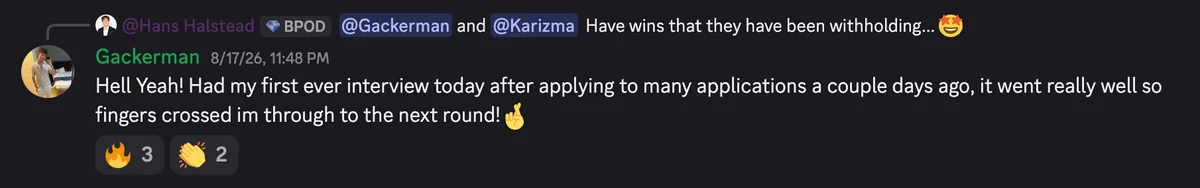 Discord #wins post: first ever win