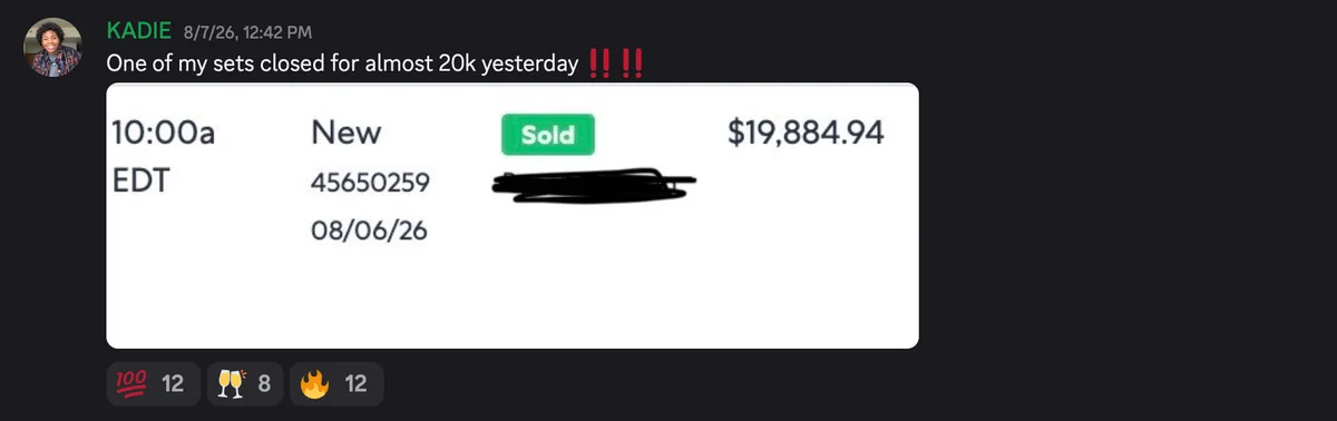 Discord #wins post: one of my sets closed