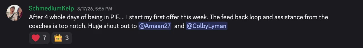 Discord #wins post: after 4 whole days