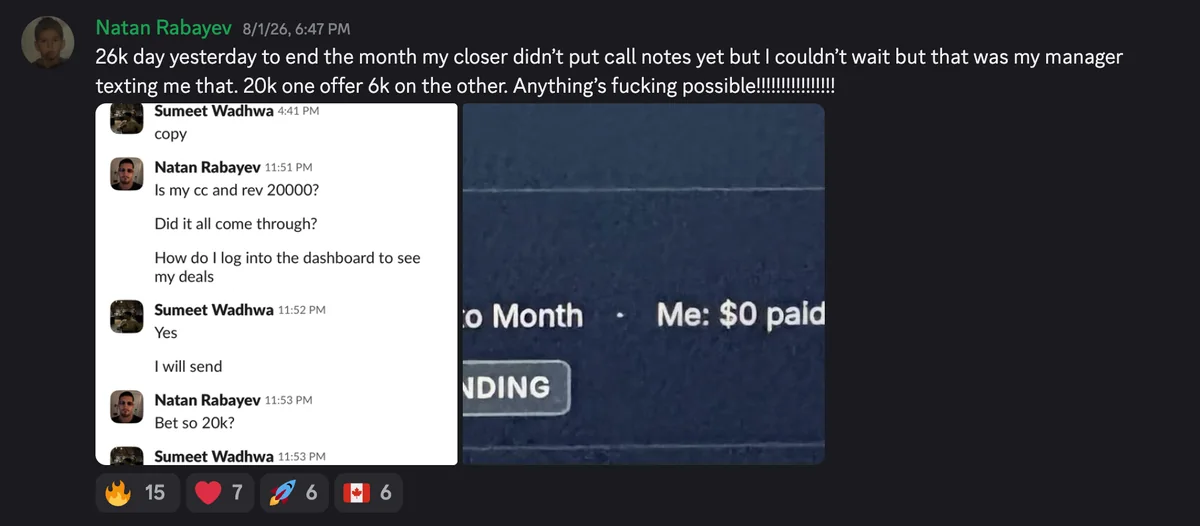 Discord #wins post: a 26k day to end the month