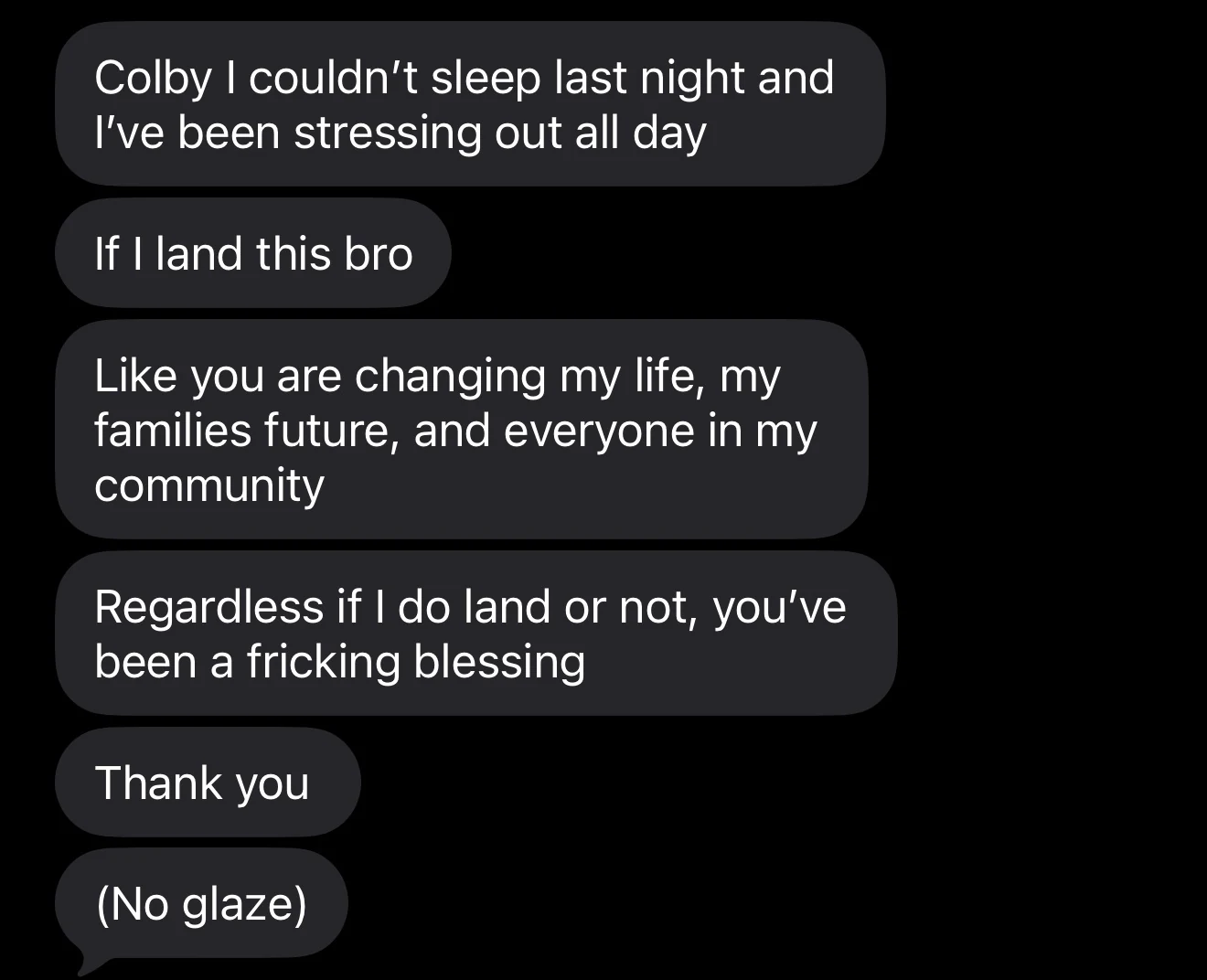 Student thanks Colby for changing his family's future